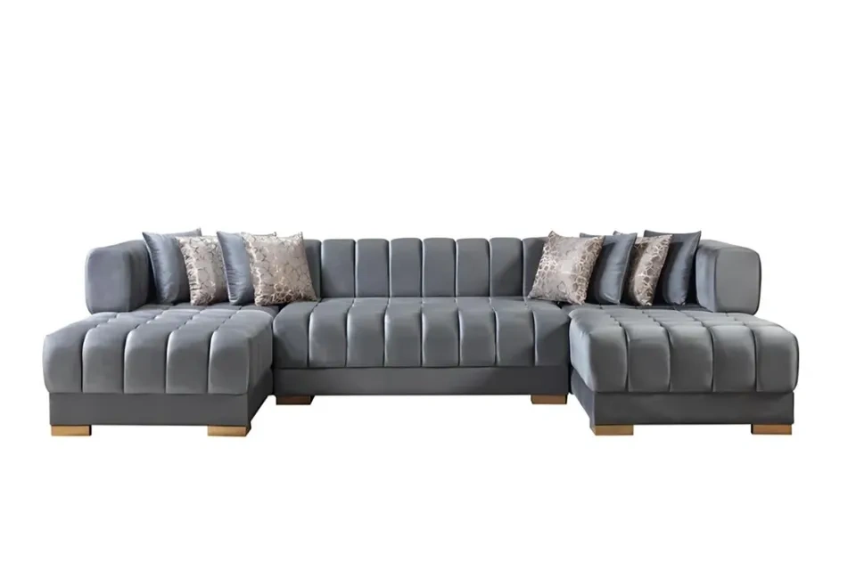 Brand New Gray Velvet U-Shaped Sectional – $1,199 - photo 3