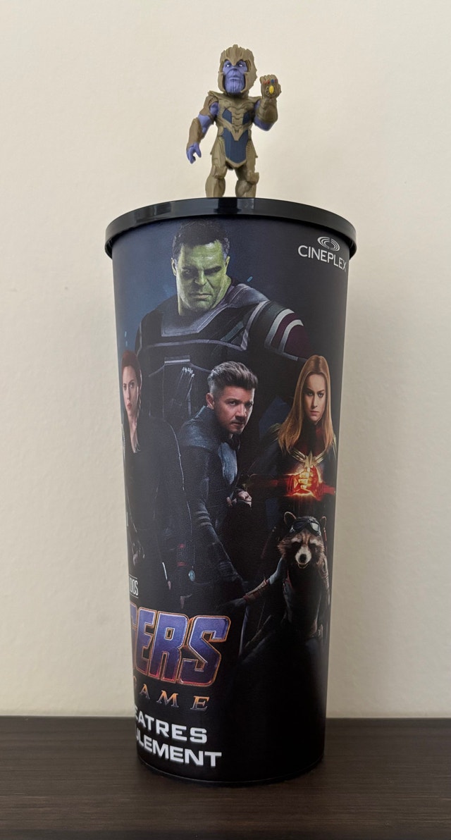 Cineplex Avengers Endgame Cup and Thanos Topper