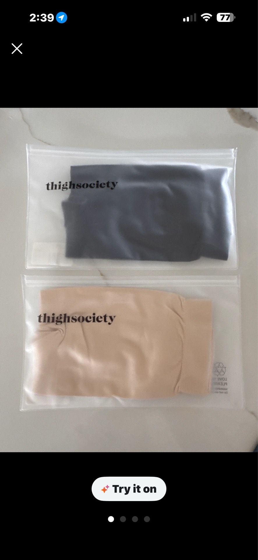 Thigh Society Cooling Thigh Savers M/L - Beige & Black