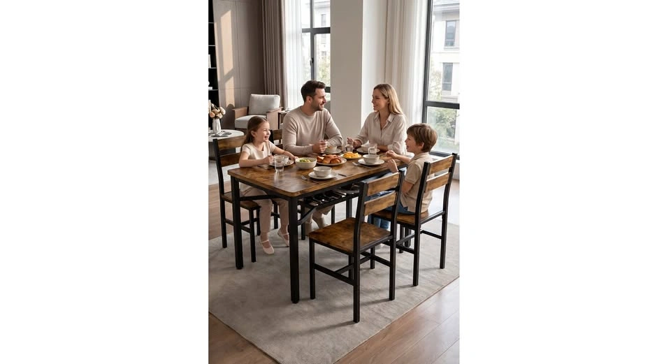 New 5 Piece Farmhouse Dining Table Set
