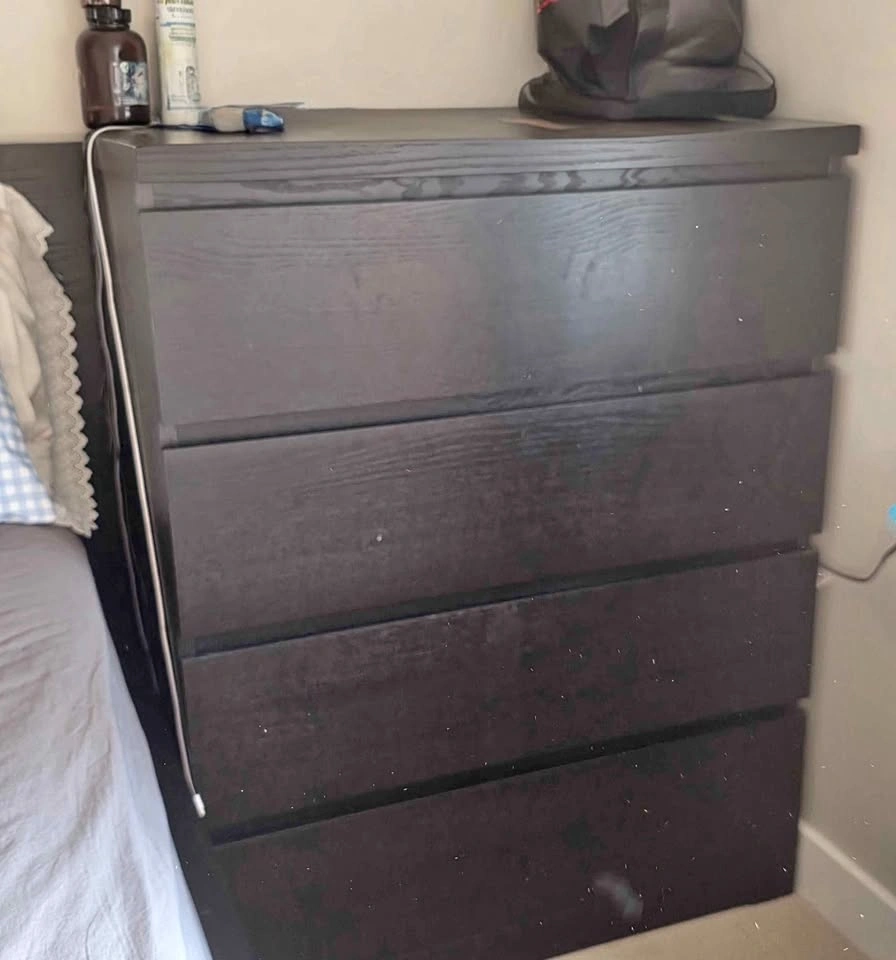 IKEA MALM 4-Drawer Chest – Black-Brown – Good Condition