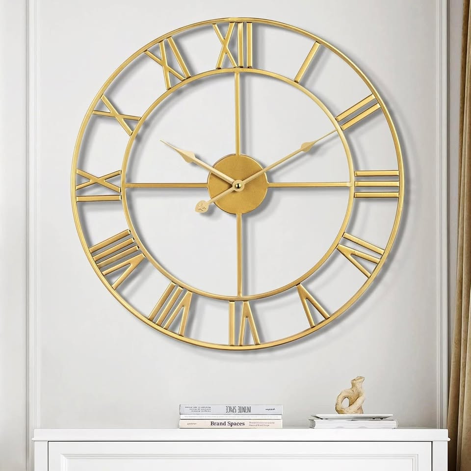 Quiet Non-Ticking Wall Clock - Gold Frame