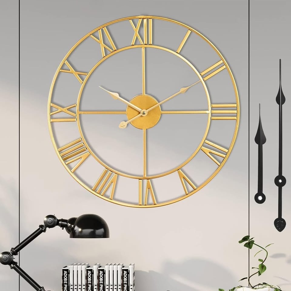 Quiet Non-Ticking Wall Clock - Gold Frame - photo 3