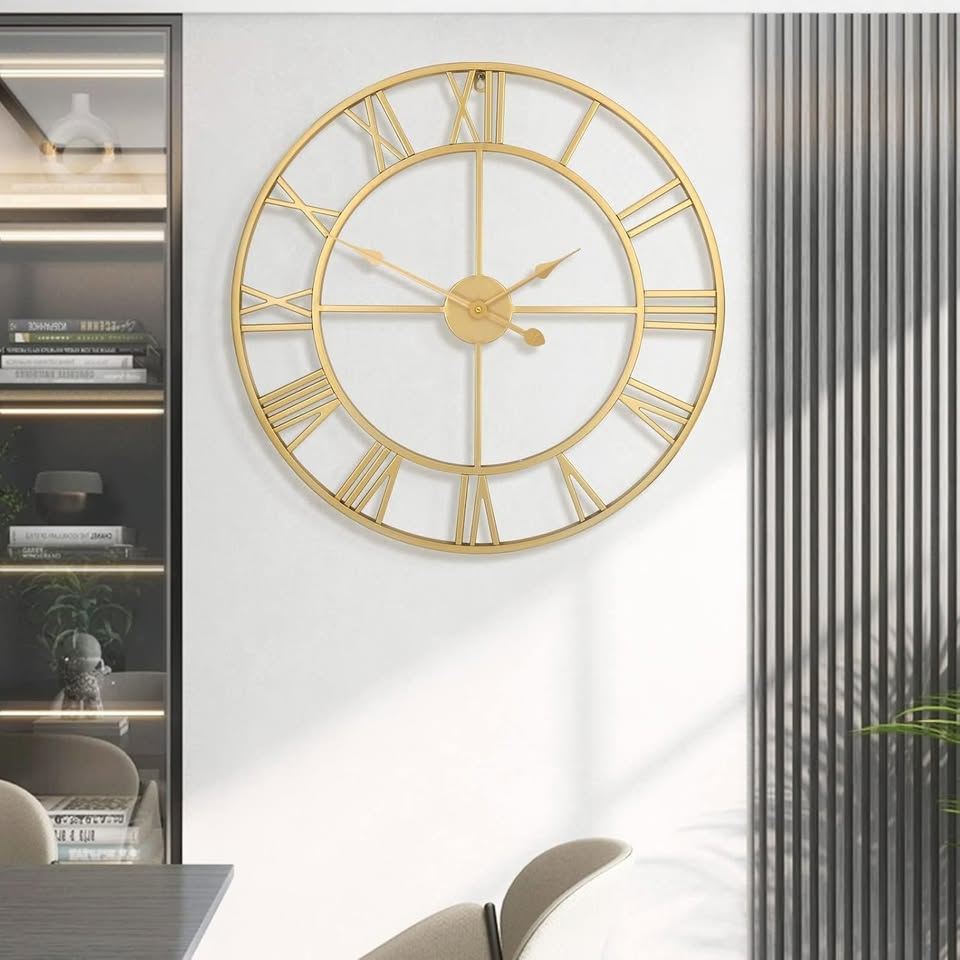 Quiet Non-Ticking Wall Clock - Gold Frame - photo 4