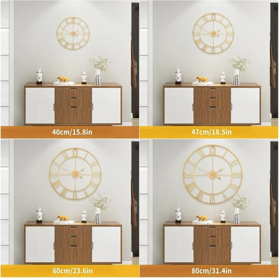 Quiet Non-Ticking Wall Clock - Gold Frame image indicator(7)