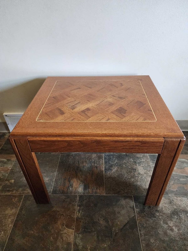 Oak End Table with Parquet Inlay - photo 2
