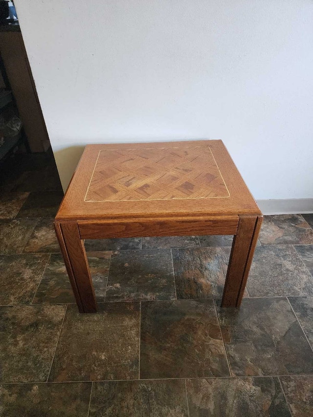 Oak End Table with Parquet Inlay - photo 3