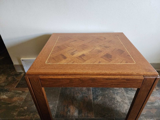 Oak End Table with Parquet Inlay - photo 4