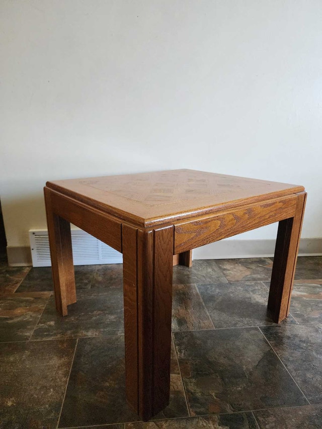 Oak End Table with Parquet Inlay - photo 5