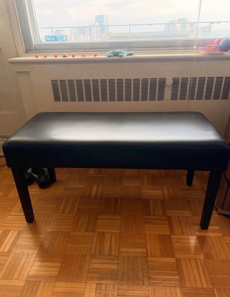 Black Faux Leather Bench - Piano/Bed Seat - photo 2