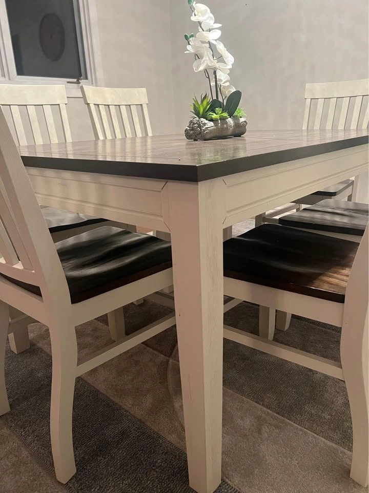 Two-Tone Wooden Dining Table Set with 6 Chairs - photo 3