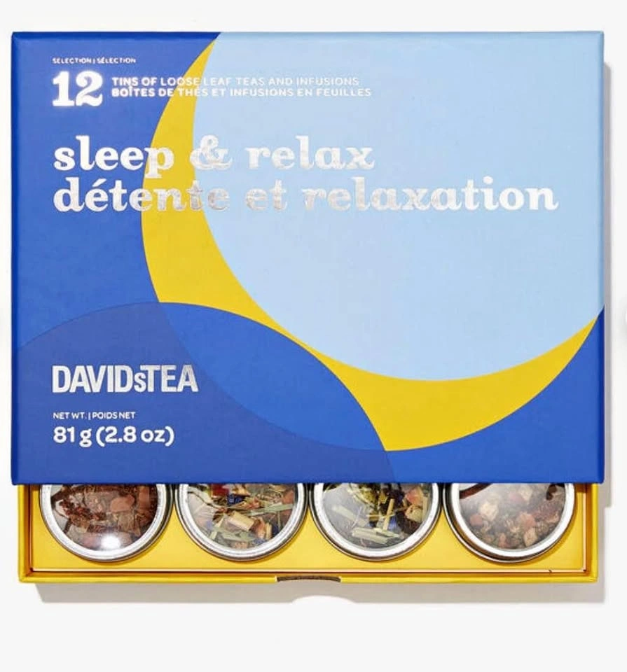 DAVIDsTEA Sleep & Relax 12 Tea Sampler Set - Brand New