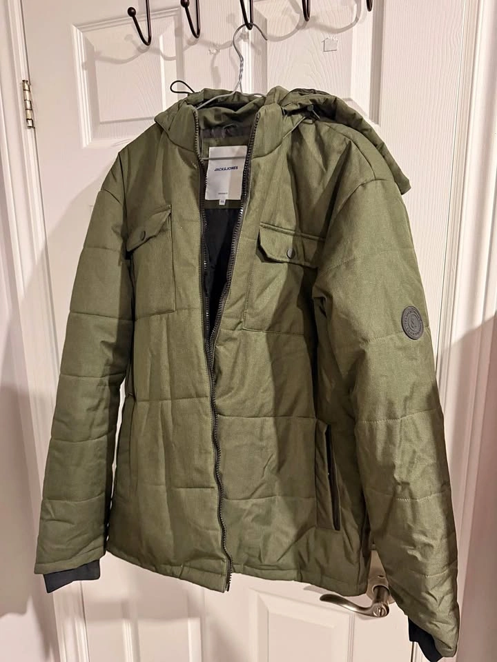 Jack & Jones Men’s Olive Green Hooded Jacket – XXL