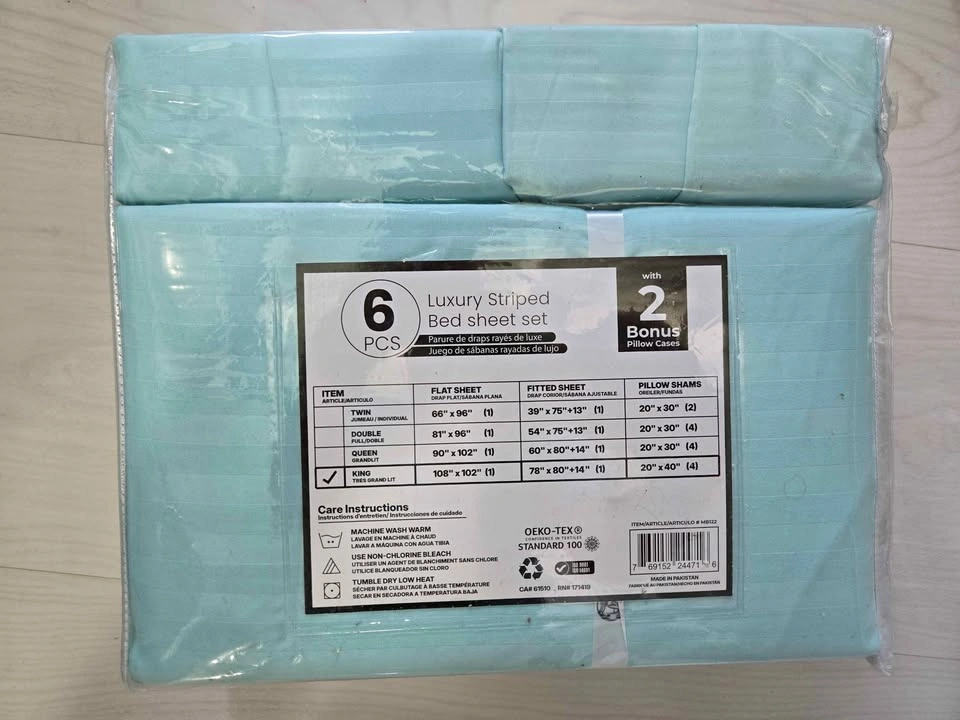 4000 Series 6-Piece Striped Bed Sheet Set King Size - photo 2