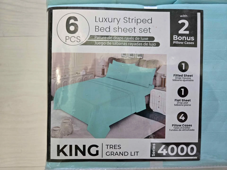 4000 Series 6-Piece Striped Bed Sheet Set King Size - photo 4