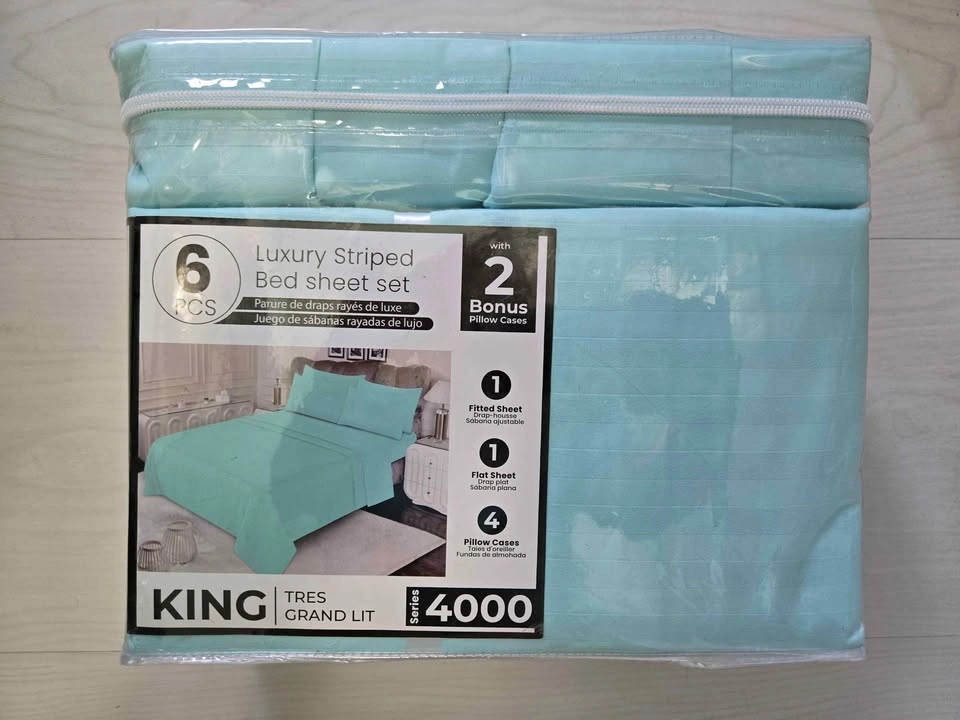 4000 Series 6-Piece Striped Bed Sheet Set King Size - photo 5