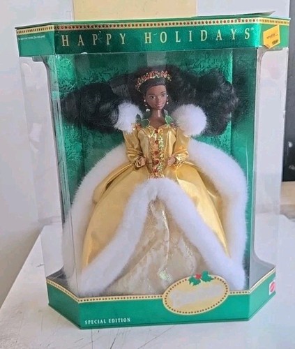 1994 Barbie Happy Holidays African American Doll Gold