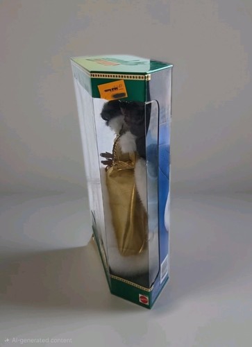 1994 Barbie Happy Holidays African American Doll Gold - photo 3