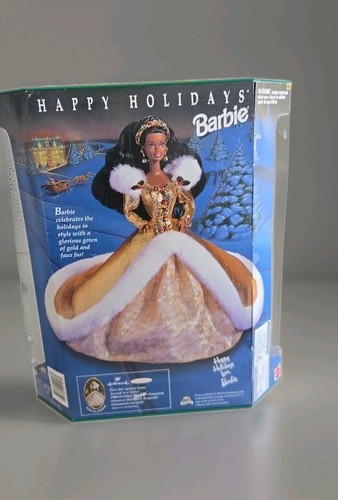 1994 Barbie Happy Holidays African American Doll Gold - photo 4