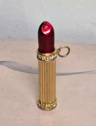 Swarovski Pendant Lipstick, Gold Tone With Rhinestones