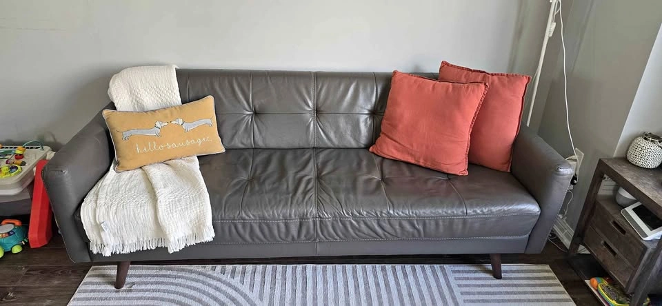 Mid-Century Modern Leather Sofa