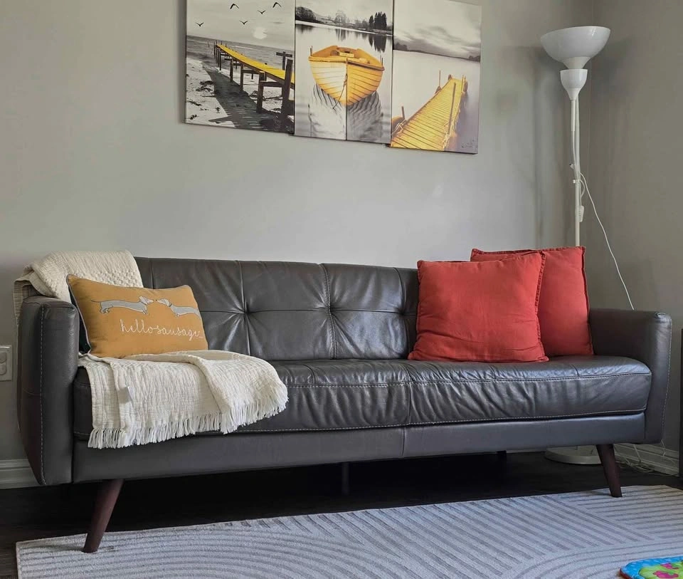 Mid-Century Modern Leather Sofa - photo 2