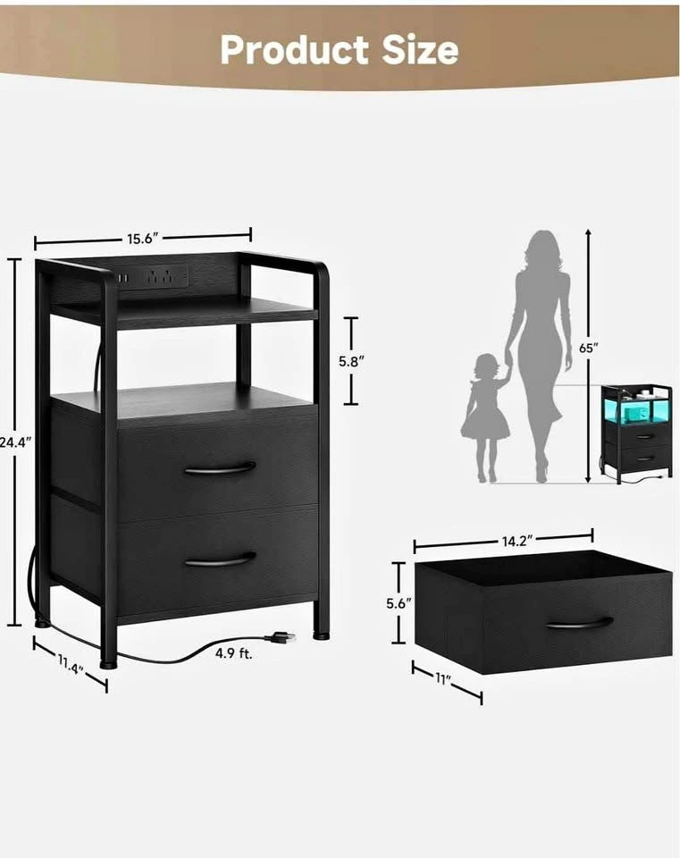 Nightstand with rear charging station