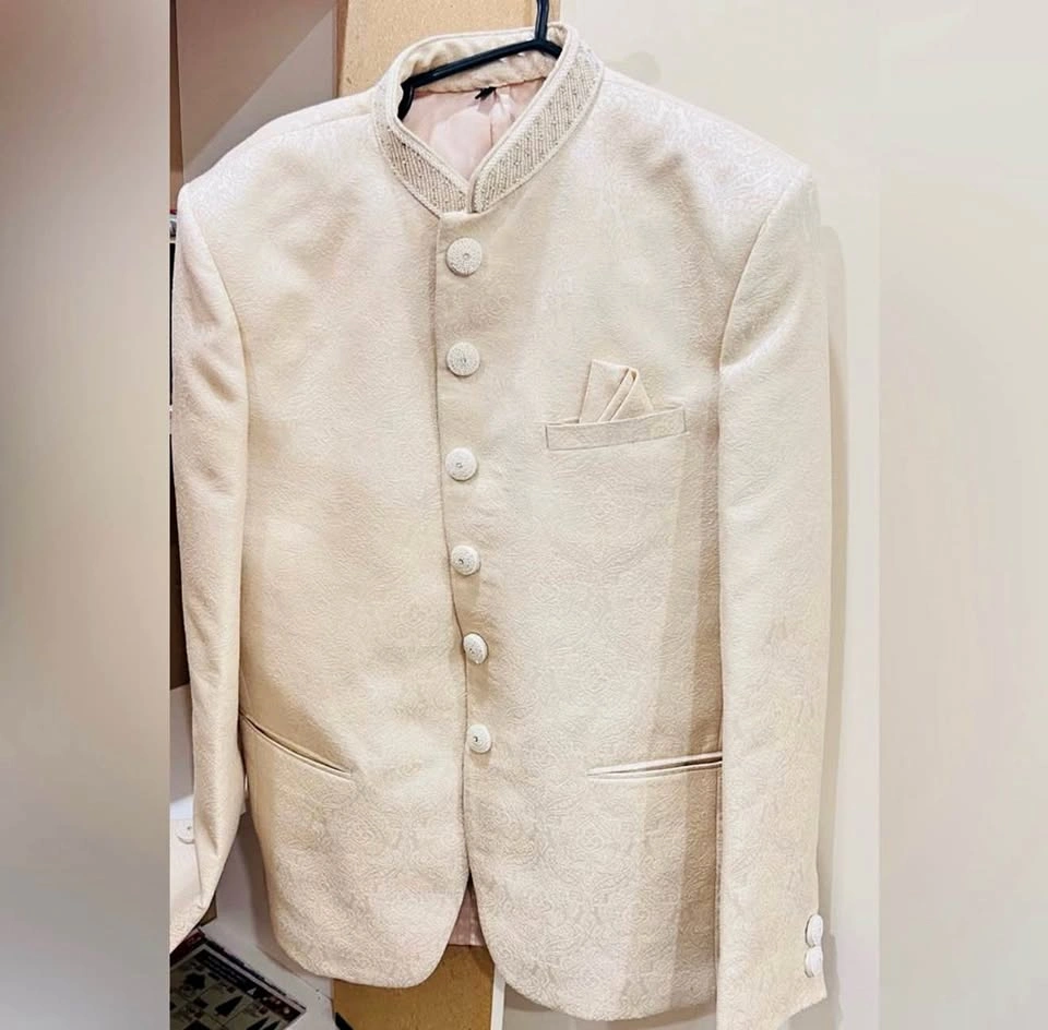 Men's Cream Paisley Jodhpuri Bandhgala Jacket
