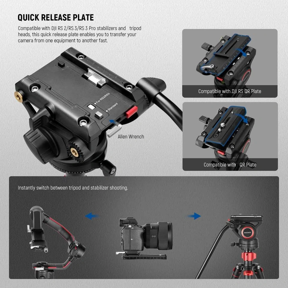 NEEWER TP72A Fluid Head Video Tripod Monopod - photo 3