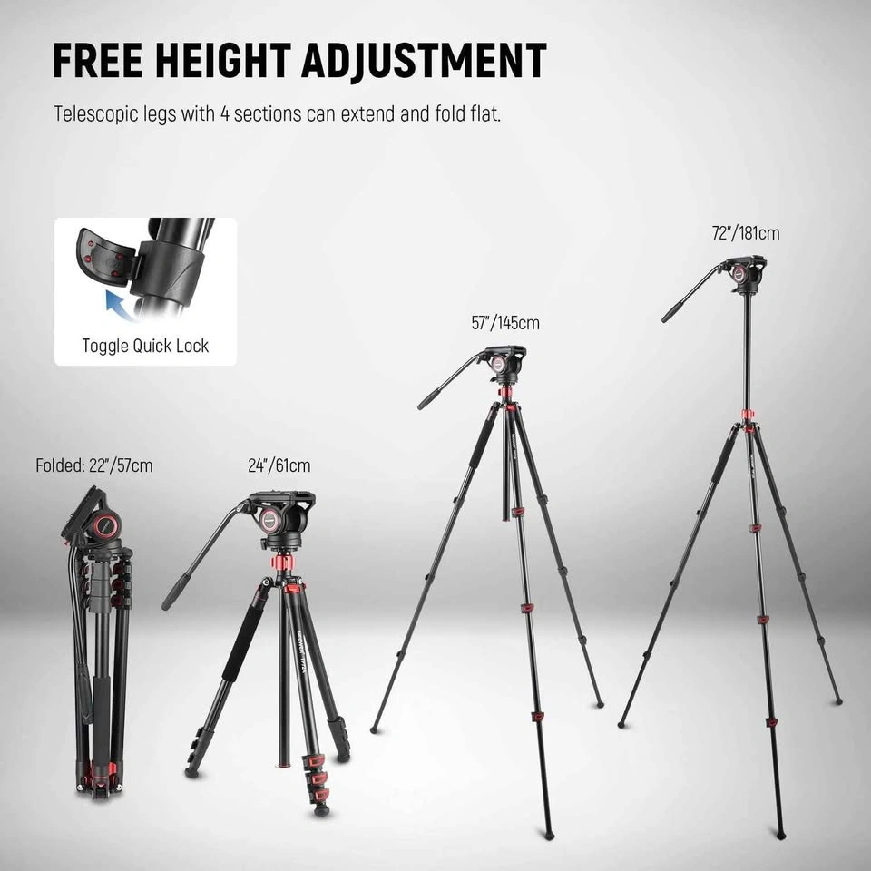 NEEWER TP72A Fluid Head Video Tripod Monopod - photo 4