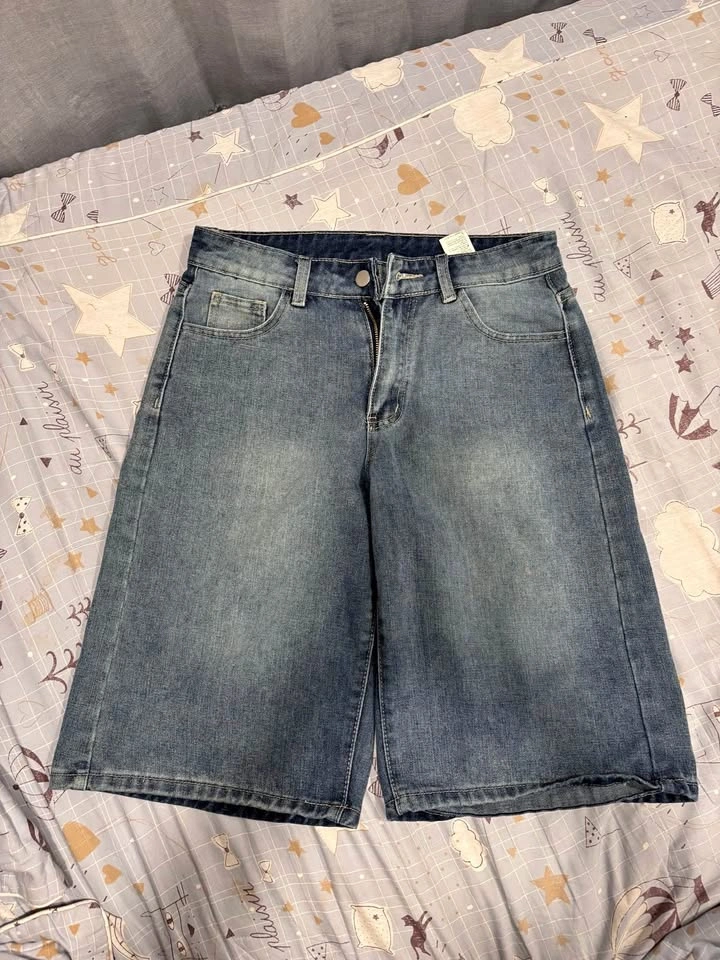Denim Wide-Leg Jorts
