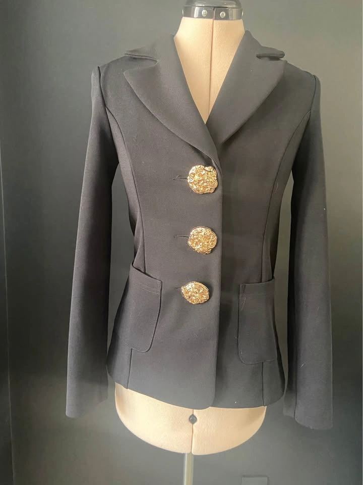 Joseph Ribkoff Gold Button Blazer – Structured Black Jacket. Siz - photo 2