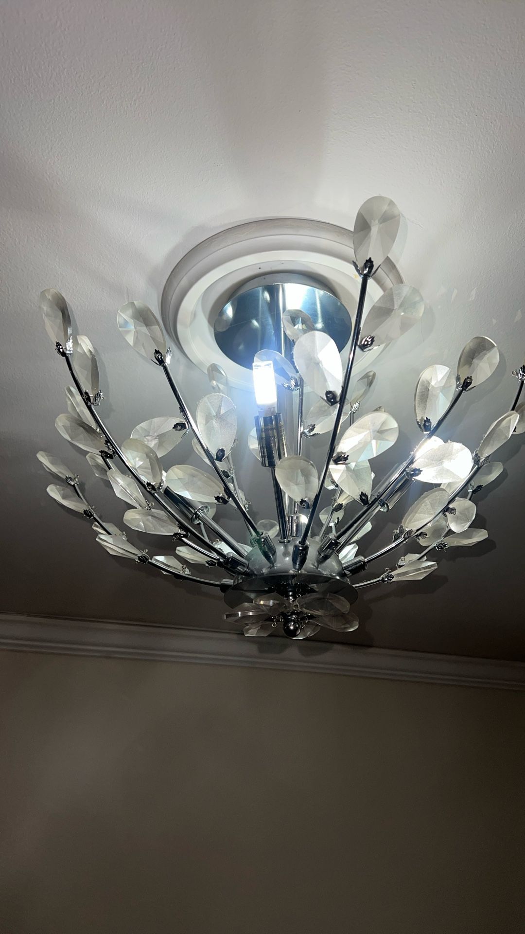 Silver Crystal Chandelier With 4 Bulbs - photo 2