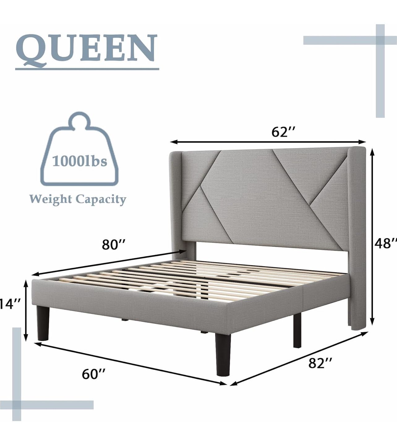 FREE Queen Size Fabric Bed frame Without Mattress - photo 4