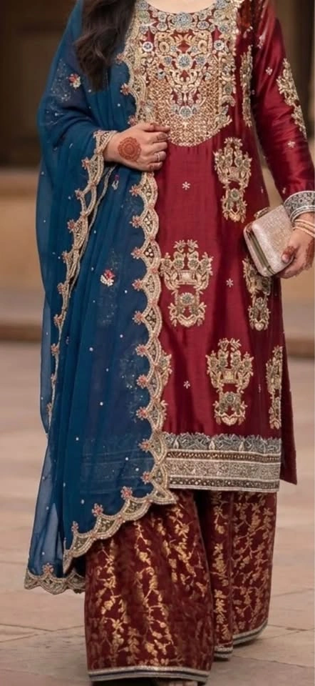 Elegant Embroidered Pakistani/Indian Wedding Party Wear - photo 3