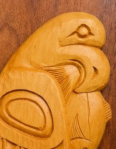 Hand-Carved Northwest Coast Style Bird Wall Plaque - photo 3