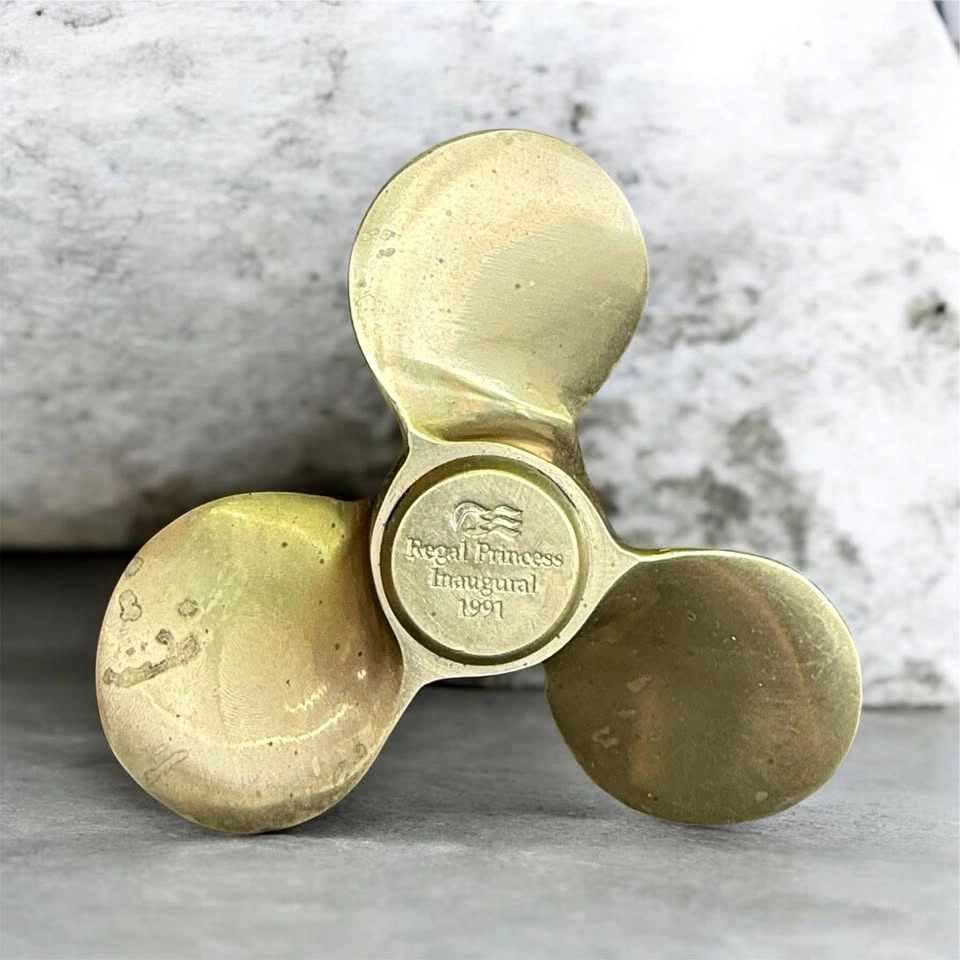 Vintage 1991 Regal Princess Inaugural Brass Propeller Paperweigh