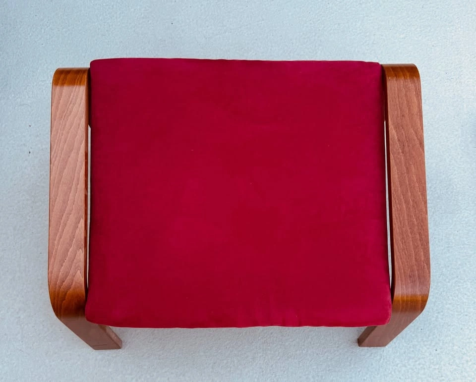 IKEA POÄNG Footstool – Dark Wood & Red Cushion – $50 - photo 2
