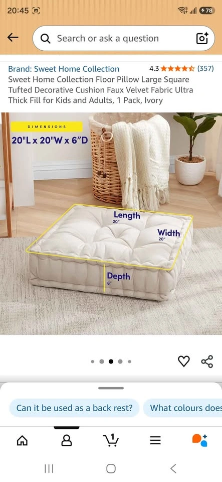 2 thick floor pillows/ cushions - photo 2