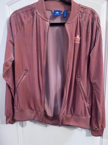 Adidas Originals Track Jacket Velvet SST Raw Pink Women's Small - photo 2