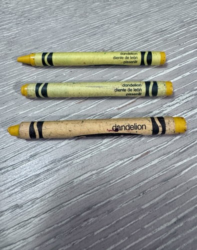 3 Crayola Dandelion Crayons Retired Color Wrapper Variations - photo 2