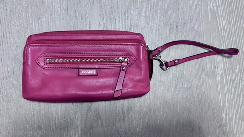 Coach Daisy Leather Double Zip Wallet Wristlet Black 49397