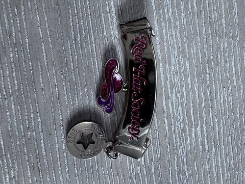 Vintage Red Hat Society Brooch Pin Red Purple Rhinestone Danglin
