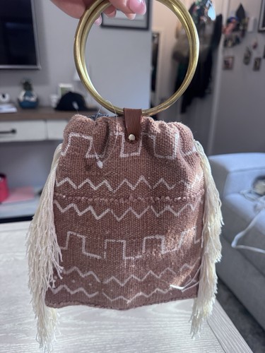 GAIA Empowered Women Cha Cha Fringe Bag Brass Ring Handle