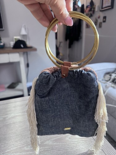 GAIA Empowered Women Cha Cha Fringe Bag Brass Ring Handle - photo 2