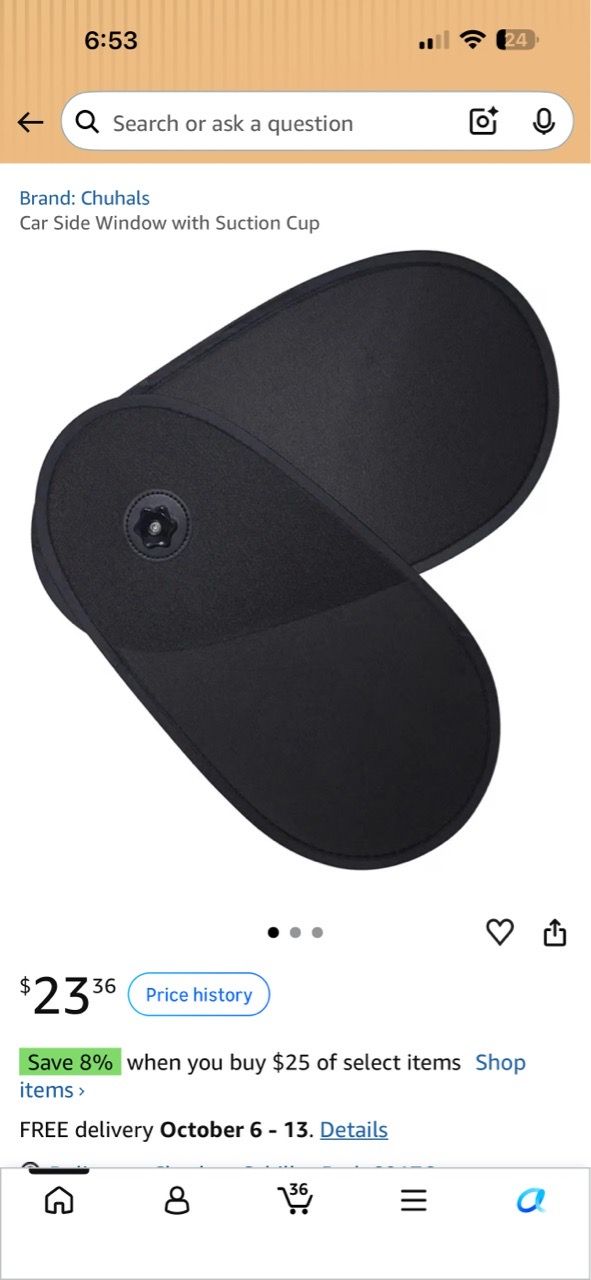 Chuhals Car Side Window Sun Shade with Suction Cup