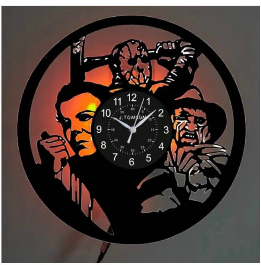 Vinyl Record Horror Movie Wall Clock - LED Backlit - photo 2