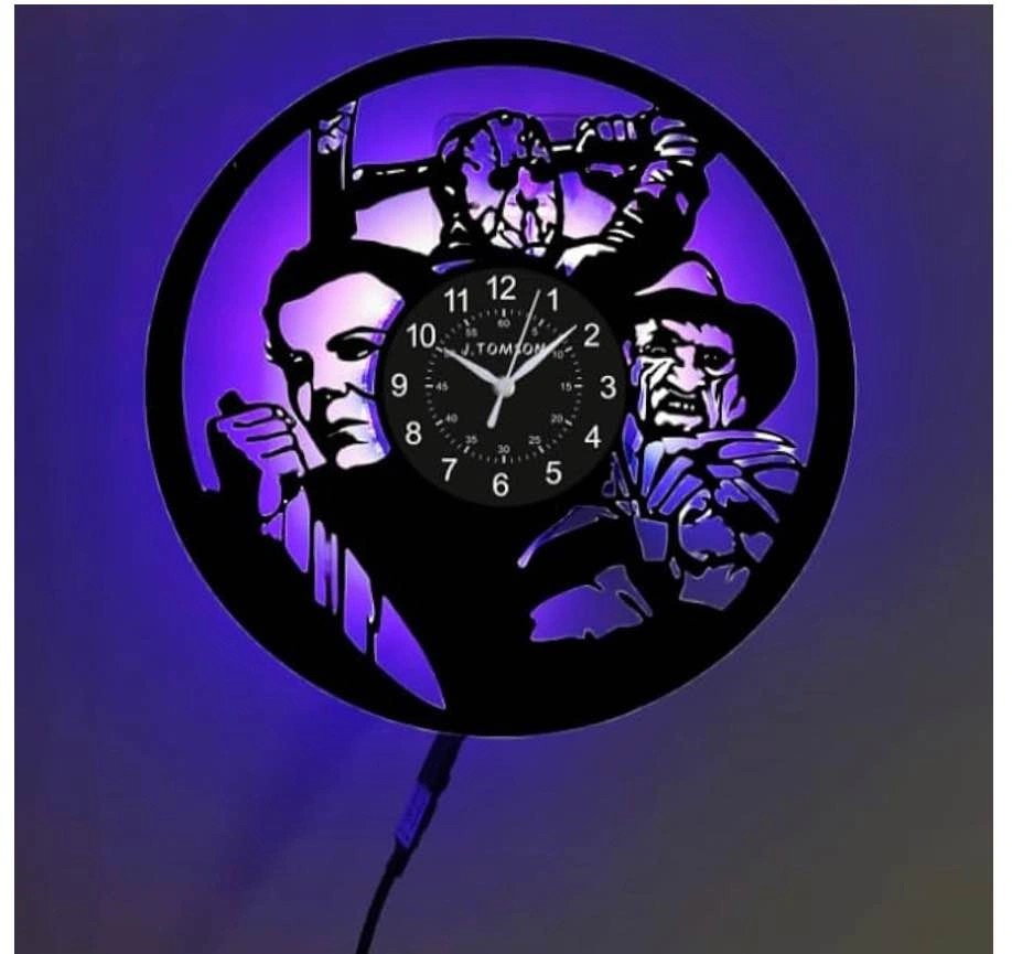 Vinyl Record Horror Movie Wall Clock - LED Backlit - photo 3