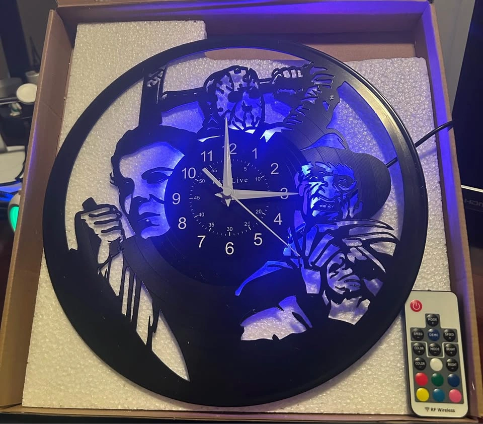 Vinyl Record Horror Movie Wall Clock - LED Backlit - photo 4