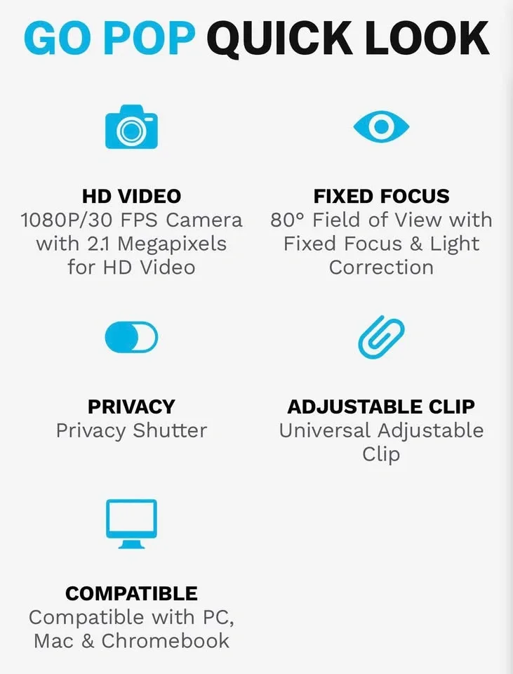 JLAB POPCAM HD 1080P 2.1 MP USB Webcam - photo 5